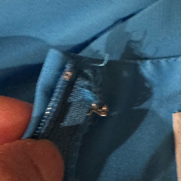 Alfred Angelo Marine Blue Sheer Baby Doll/Shift Midi Dress Sz 10 Draped … - Picture 16 of 16